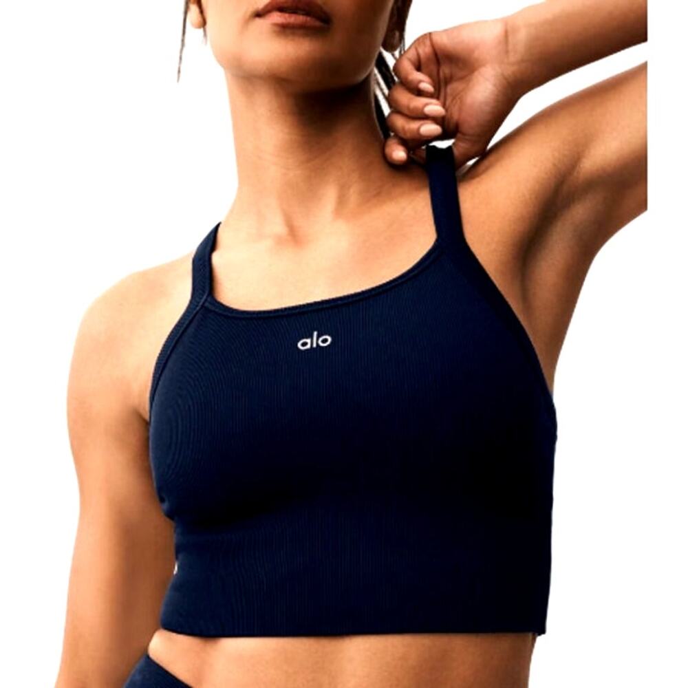 Alo Yoga Navy Seamless Ribbed Favorite Bra Tank Size XS